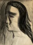 Charles Blackman, Jill 1962, 1962, charcoal on paper