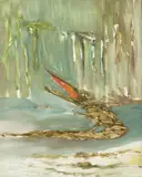 Crocodile 1963 by Sidney Nolan, 1963, synthetic polymer paint on composition board, sold Sep 2023