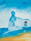 Bather (1975) by Sidney Nolan, 1975, synthetic polymer paint on composition board, sold Sep 2023