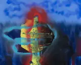 Cave (Silk Road Series) 1987 by Sidney Nolan, 1987, synthetic polymer paint on canvas, sold Sep 2023