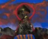 Cave (Silk Road Series) 1987 by Sidney Nolan, 1987, synthetic polymer paint on canvas, sold Sep 2023
