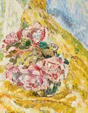 Grace Cossington Smith, Roses with Drapery 1953, 1953, oil on pulpboard