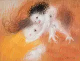 Arthur Boyd, St Francis Kissing the Hand of a Leper (1964-1965), 1964-1965, pastel on paper