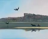 Arthur Boyd, Birds, Horse and Trap, Shoalhaven, oil on board