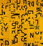 Rosalie Gascoigne, Marmalade 1989-1990, 1989-1990, sawn plywood retro-reflective road signs on plywood