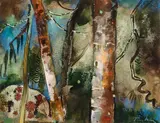 Albert Tucker, Springbrook (1973), 1973, synthetic polymer paint and watercolour on cardboard
