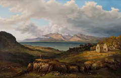 John Glover, A Very Ancient Ruined Chapel, Arran in the Distance (1825), 1825, oil on canvas