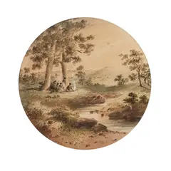 S. T. Gill, Native Camp Fire, watercolour over pencil on paper