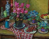 Margaret Olley, Cyclamen and Grapes (2004)