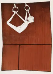 John Brack, On the Rings 1976, 1976, colour lithograph on paper, edition 3 of 5, from an edition of 5, plus artist's proofs
