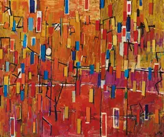 Cantata No. 22 1984 by Yvonne Audette, 1984, oil on composition board, sold May 2023