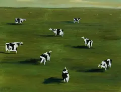 John Kelly, Dobell's Cow - Aerial View 1992, 1992, oil on board