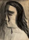 Charles Blackman, Jill 1962, 1962, charcoal on paper