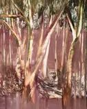 River Bank 1965 by Sidney Nolan, 1965, oil on composition board, sold May 2023