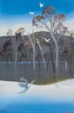Arthur Boyd, Shoalhaven Riverbank, Crane and Cockatoos (circa 1979-1980), 1979-1980, oil on board