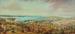 Australian School, Sydney Heads from Above Old South Head Road, Vaucluse (circa 1860), 1860, watercolour on paper on board