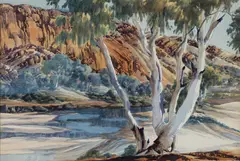 Albert Namatjira, Waters of the Finke (1958), 1958, watercolour over pencil on paper