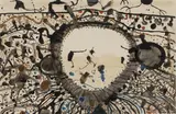 John Olsen, Birds and Dam 1977, 1977, watercolour, gouache and ink on paper