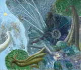 William Robinson, Morning Sun with Flood Gums and Web 1991