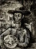 Donald Friend, Man with Basket of Fish 1944