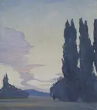 Elioth Gruner, Dawn 1937, 1937, oil on canvasboard