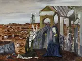 Annunciation (1951) by Sidney Nolan, 1951, oil and enamel paint on composition board, offered Aug 2022