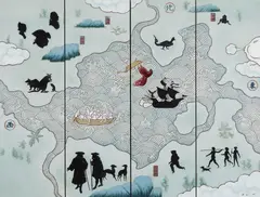 Guan Wei, A Distant Land VII 2006, 2006, synthetic polymer paint on board (4 panels)