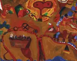 John Olsen, Night Train to Lisbon (1966), 1966, oil on canvas
