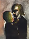 Mother and Child No. 2 1962 by Charles Blackman, 1962, oil on composition board, sold Apr 2022