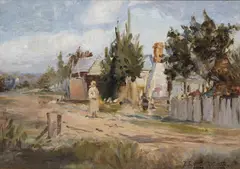 Eltham by Walter Withers, oil on wood panel, sold Apr 2022