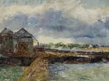 Frederick McCubbin, Boat Sheds, Williamstown (1908), 1908, oil on canvasboard