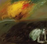Arthur Boyd, Nebuchadnezzar Eating Grass with Lion's Head on Fire (1968), 1968, oil on canvas