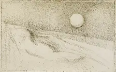 Nude and the Moon (1959-1964) by Godfrey Miller, 1959-1964, oil, pen and ink on canvas, offered Apr 2022