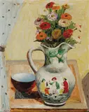 Elaine Haxton, Still Life, Zinnias (1949)