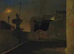 Rooftop, Barcelona Studio 1991 by Rick Amor, 1991, oil on canvas, offered Apr 2022