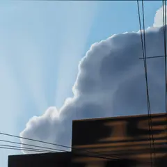 Clouds and Billboards 2003 by Andrew Browne, 2003, oil on linen, sold Apr 2022