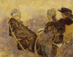 Kathleen O'Connor, In the Luxemburg Gardens (circa 1913) verso: Self Portrait with Book, oil on board