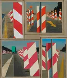 Jeffrey Smart, Panel of Studies for Autobahn in the Black Forest (1979), 1979, oil and synthetic polymer paint on canvas