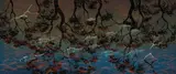 Lin Onus, Fish at Dusk (1995), 1995, gouache on card