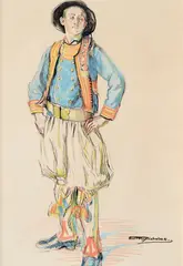 Hilda Rix Nicholas, Young Man in Breton Costume (1925-1926), 1925-1926, charcoal and pastel on paper