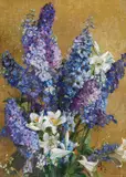 Hans Heysen, Delphiniums 1938, 1938, oil on canvas