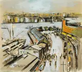 Brett Whiteley, Looking North, Unilever House, Sydney 1958, 1958, ink and gouache on card