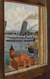 Roland Wakelin, RMS Aquitania, Sydney (1943), 1943, oil on canvas