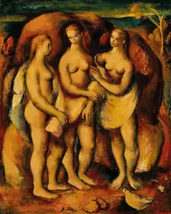 Constance Stokes, The Three Graces (1951), 1951, oil on board