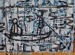 Ian Fairweather, On the Lake (1964), 1964, synthetic polymer paint and gouache on cardboard on hardboard
