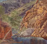 Albert Namatjira, Rock Pool, Ormiston Gorge (circa 1945-1951)