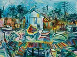 John Perceval, Boats on a Changing Tide, Mordialloc 1968, 1968, oil on canvas