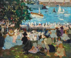 Ethel Carrick, Watching the Fleet from the Domain 1913, 1913, oil on canvas