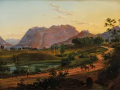 Eugene von Guerard, Marcianello near Mt. Gorniano on the Mountain Road from Naples to Rome (1883), 1883, oil on academy board