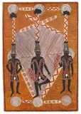 Rain Dreaming Dance (1972) by Clifford Possum Tjapaltjarri, 1972, synthetic polymer paint on composition board, sold Nov 2020